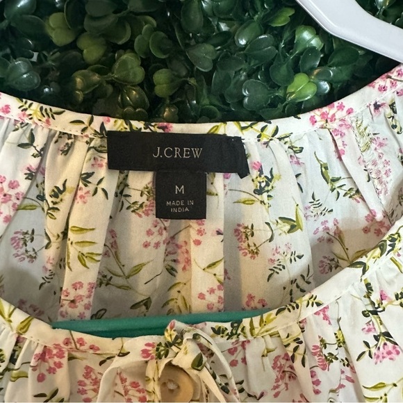 J Crew Tie-Sleeve Button-Front Poplin Top Meadow Floral Size M - Picture 14 of 15
